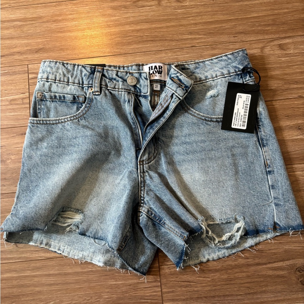 Harlow Women's Distressed Denim Shorts - Blue